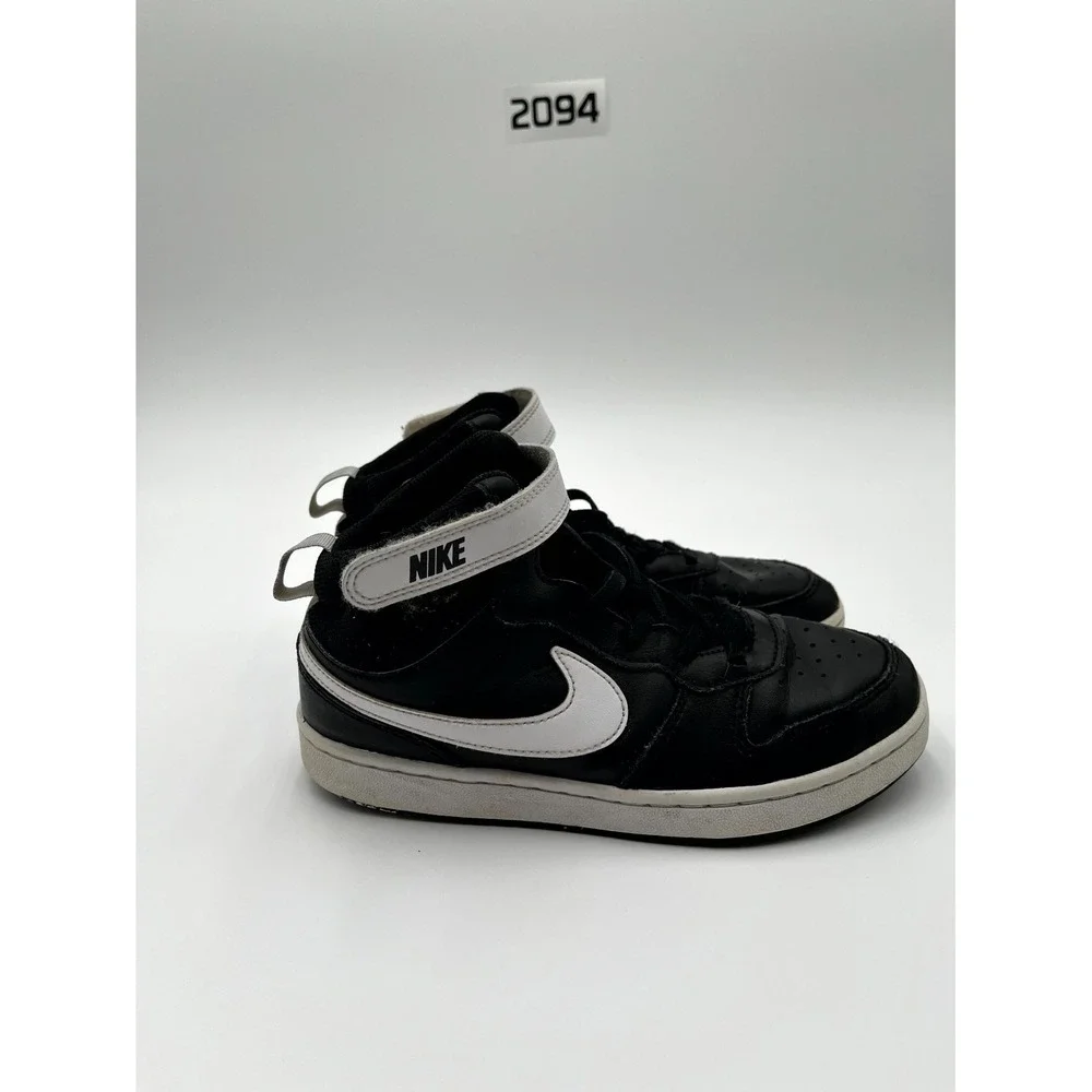 Nike Court Borough Mid 2 Unisex Kids 3 Casual Shoes Black‎ White Leather Sneaker